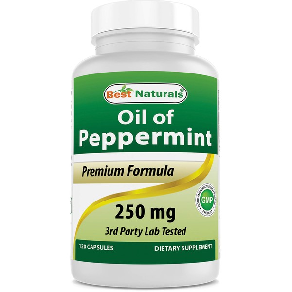 Best Naturals Peppermint Oil Bowel Soothing Dietary Supplement, 250 mg, 120 Count