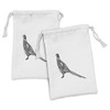 Lunarable Pheasant Fabric Pouch Set of 2, Monochromatic Design Illustration