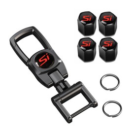 HUIANTS Metal Car Keychains Replacement with SI Emblem 4Pcs Car Tire Valve Stem Caps for Civic Accessories,Family Present