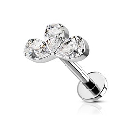 COCHARM 16g Titanium Flat Back Helix Earrings Stud Internally Threaded Marquise Tragus Earrings Stud for Women Flower Helix Tragus Piercings Jewelry