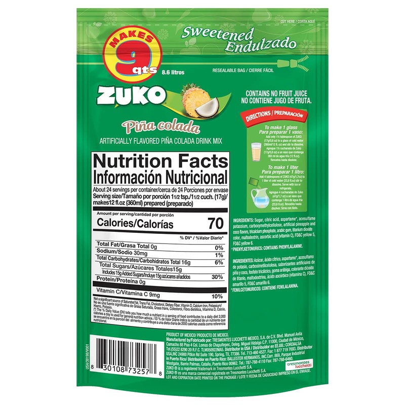 Zuko Pineapple Coconut Instant Powder Drink | Family Pack |