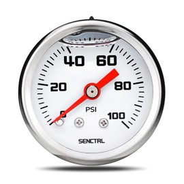 SENCTRL 0-100 Psi Fuel Pressure Gauge, 1-1/2" Dial Size, 1/8" NPT Back Mount, Glycerin Liquid Filled, Stainless Steel Case, Inline Low Pressure Gauge, for Water Oil Air Pressure Test