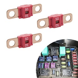 Rebvugr 3PCS AMI/Midi Fuse, Car Fuses, 40 Amp AMI High Current Link Replacement, Automotive Accessories Car Midi Bolt-on Assortment Kit for Cars, Trucks, Boats, Caravans, Electrocar Golf Cart (50A)