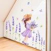 WOHAHA Wall Sticker, Stylish, Purple Lavender, Plants, Fluttering Butterflies, Girl