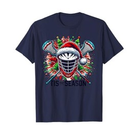Tis the Season Lacrosse Mask Stick Santa Hat Christmas T-Shirt