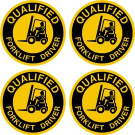Qualified Forklift Driver Hard Hat Hardhat Decal Sticker Placard 2"W X 2"H - Sold in Package of 4