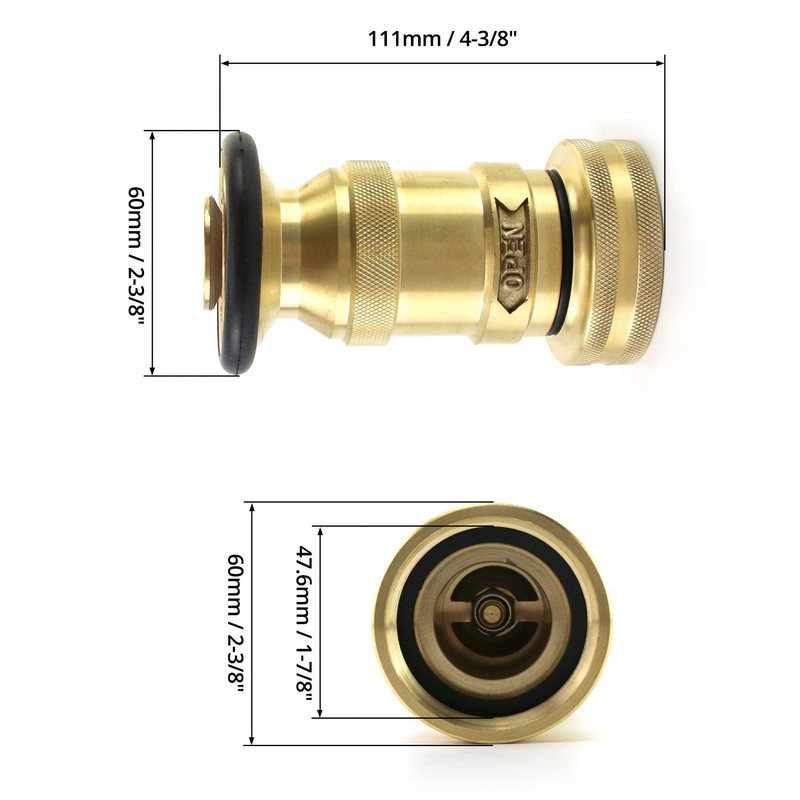 QWORK 1-1/2" NST/NH Brass Fire Hose Spray Nozzle, Heavy Duty