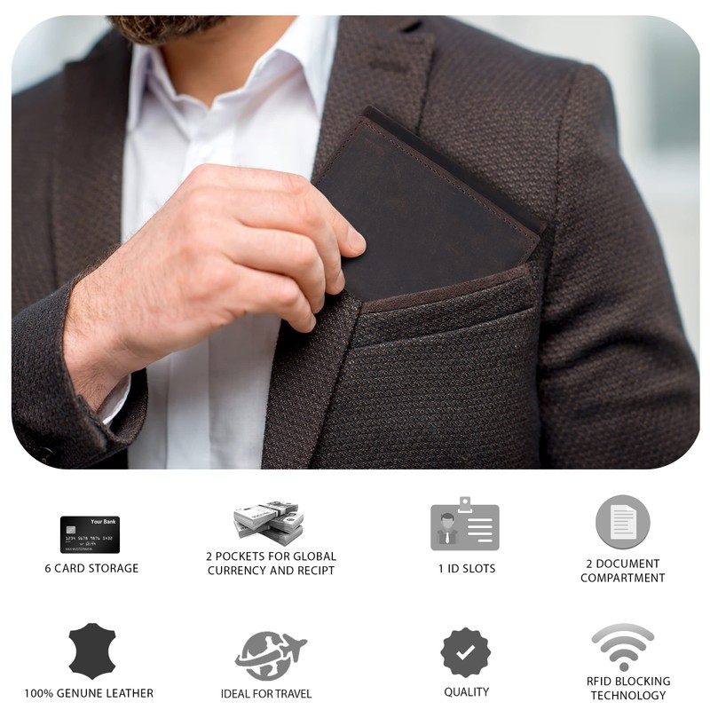Tri fold Leather Wallet for Men with RFID | Slim