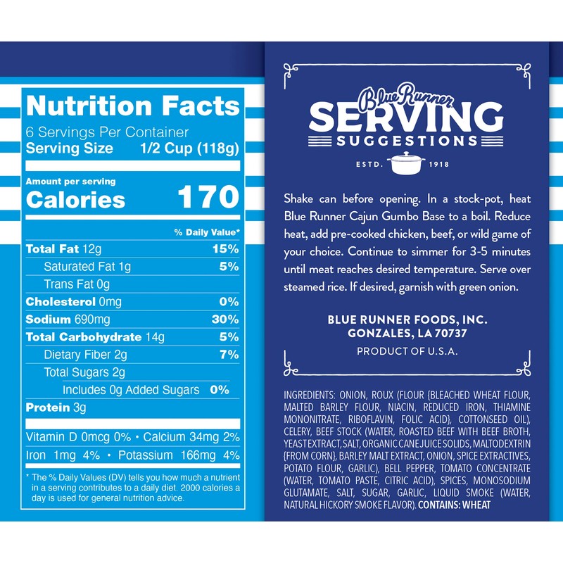 Blue Runner—Wild Game Gumbo Base—25 Ounce Can (Pack of 6)