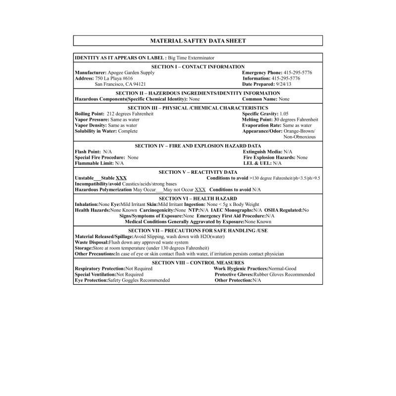 Big Time Exterminator Gallon insect eradicator spray