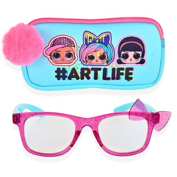 LOL Surprise Blue Light Blocking Glasses for Kids with Case Girls Glasses for Computer and Video Gaming Age 2-10 Eyewear Protection (Pink/Blue)