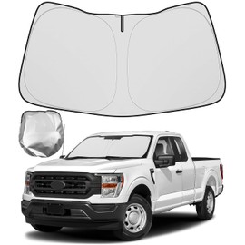 BIBLOZ Car Windshield Sun Shade for Ford F150 2015-2025 Accessories Foldable Sunshade PET Reflective Material Blocks UV Rays Front Window Sun Visor