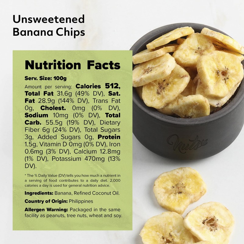 NUTS U.S. - Unsweetened Banana Chips | No Sulphure, Added