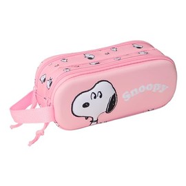 safta Snoopy 3D Double Pencil Case for Children, Ideal for School Age, Comfortable and Versatile, Quality and Resilience, 21 x 6 x 8 cm, Light Pink, Mediano, Casual, lightpink, casual