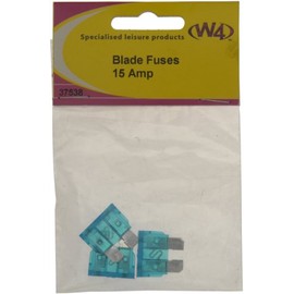 W4 15 Amp Blade Fuses (Pack of 3) - Blue