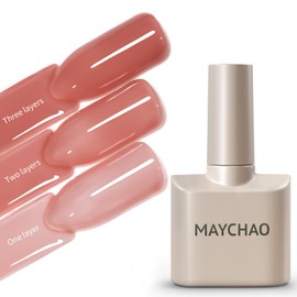MAYCHAO 15ML Jelly Light Red Gel Nail Polish 1Pc Transparent Gel Polish Soak Off UV LED Translucent Nail Polish Nail Art Starter Manicure Salon DIY at Home, 0.5 OZ