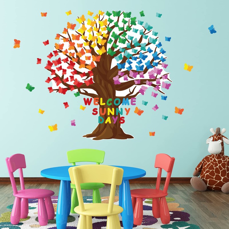 128 Pcs Butterfly Tree Bulletin Board Decorations Spring Classroom Bulletin