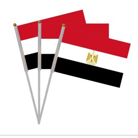 Pandiui23 20 Pieces Egypt Hand Crank Flags for National Holiday Party Parades Egyptian Hand Flag Sports Events Decoration Egypt Flags (Black, 5.5 x 8.2 inches)