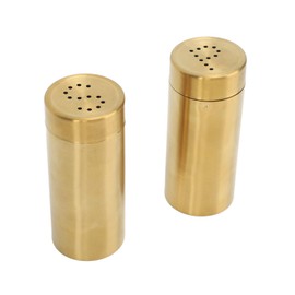 2 Pcs Pepper Shaker Gold 304 Stainless Steel Seasoning Bottle P and S Caps, Salt Pepper Dispenser for Kitchen Camping