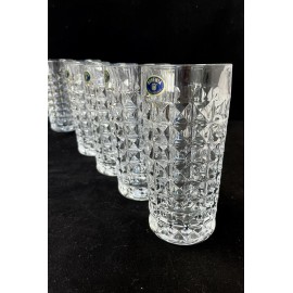 Bohemia Treasury Crystal Highball Tumbler set of 6  Water Wine Juice Glasses 8 oz Bohemia Czech Crystal