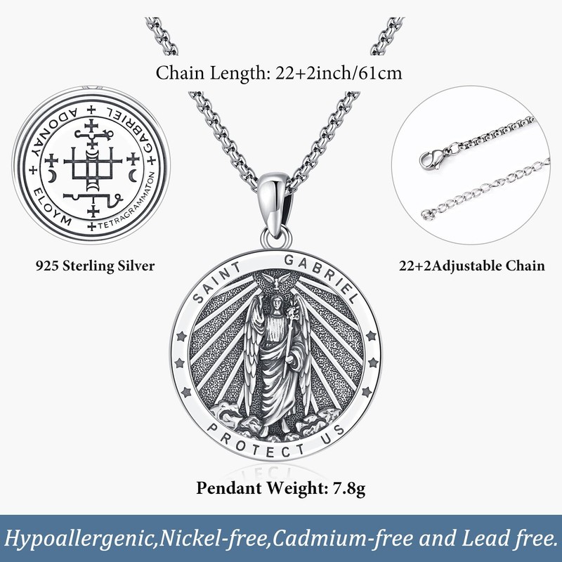 Odinstone 925 Sterling Silver St Michael/St Christopher/St Benedict/Jesus Crucifix/St Uriel/Archangel