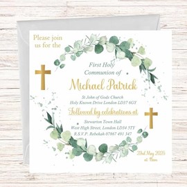 10 Pack First Holy Communion Party Invitations With Envelopes, For Girls & Boys, Suitable For Confirmation, Baptism, Christening.