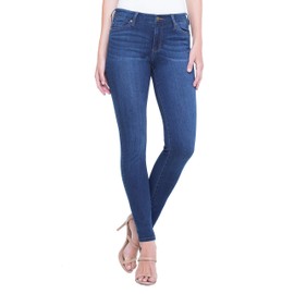 Liverpool Womens Skinny Jean Pants in Our Silky Soft Indigo Over-dye slub Denim, San Andreas DAR, 8