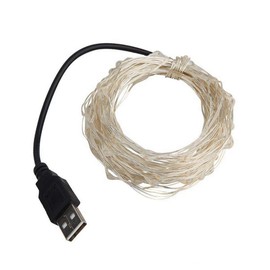 BUYERTIME USB String Lights 5M/16.4ft 50 LEDs, USB Powered Silver Wire Micro Fairy Lights for Indoor Bedroom Wedding Christmas Party Decoration (Yellow)