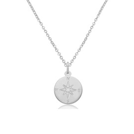 Compass Necklace Graduation,Silver Sport Stainless Steel Adjustable Friendship Compass Necklace Graduation Gifts for Her Meaningful Keepsake - Inspirational Jewelry Necklace