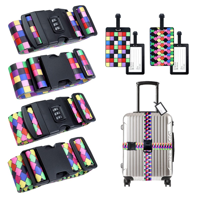 Hivia Set of 4 Suitcase Straps - Suitcase Straps 4