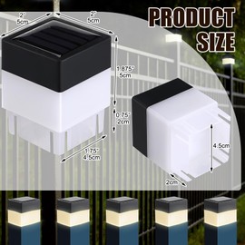 Hicarer 12 Pack Solar Fence Post Cap Lights 2in x 2in Solar Post Cap Fence Lights for Garden, Gazebos, Street Wall(Warm Yellow)