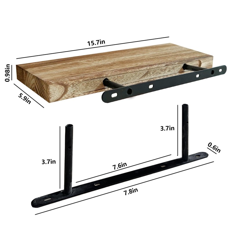 Floating Shelves for Wall, Solid Wood Wall Shelves Set of