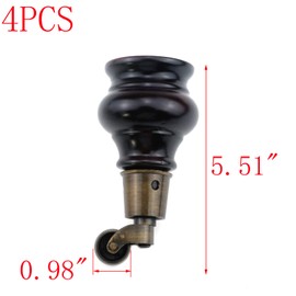 MY MIRONEY 3.94" Height Wooden Furniture Legs Wood Sofa Legs Replacement Round Gourd Wooden Turned Feet with Caster Wheels for Couch Armchair Recliner Dresser Cabinet Ottoman