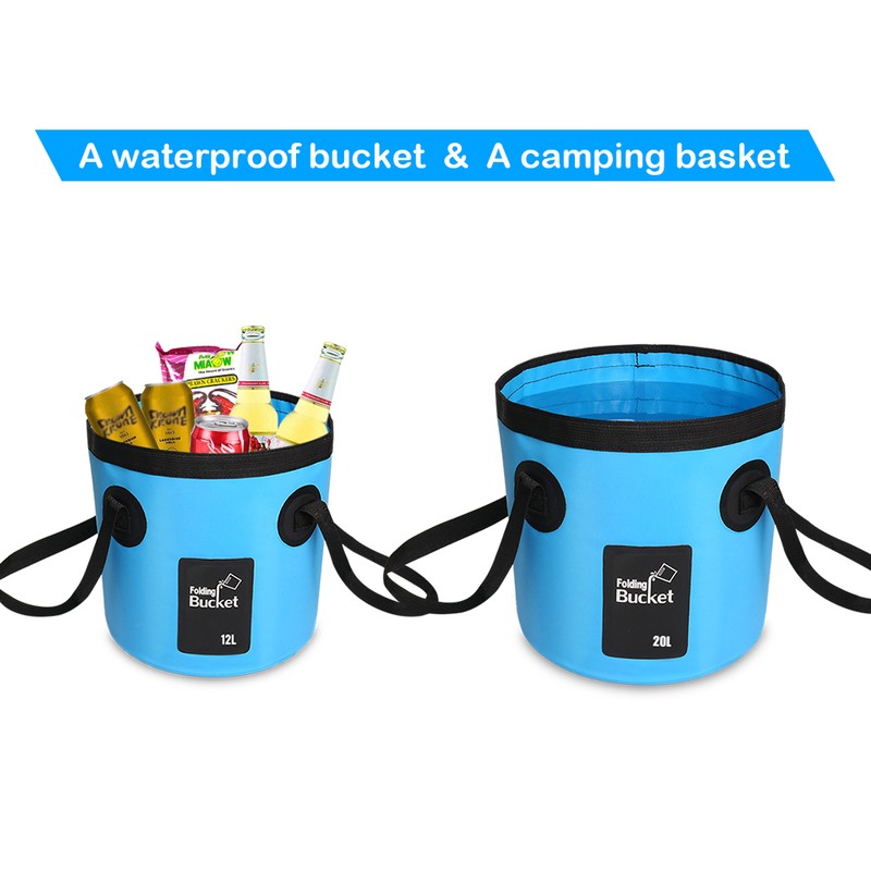 12L / 20L Waterproof Water Bucket Outdoor Fishing Bucket Folding