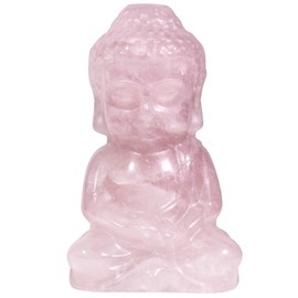 mookaitedecor Rose Quartz Stone Meditating Buddha Crystal Figurine Small, Crystal Healing Bag Stone Carved Buddhism Statue for Home Feng Shui Decoration Office, 1.96-2.16 Inch Height