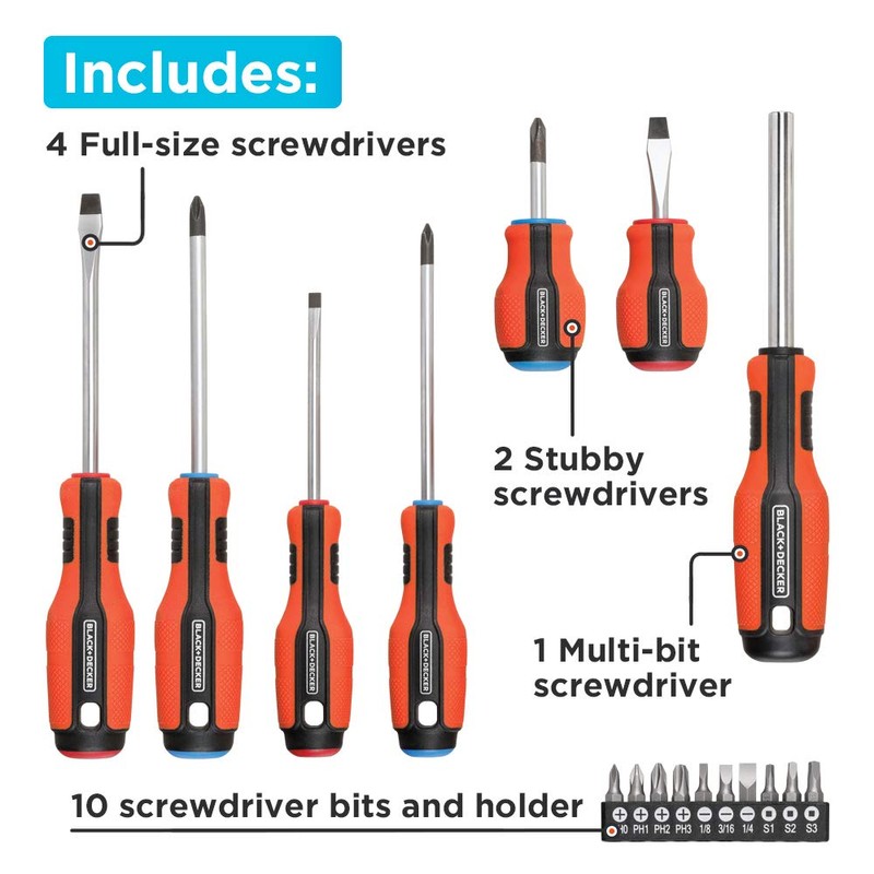 BLACK+DECKER Magnetic Screwdriver Set, 17-Piece (BDHT65003)