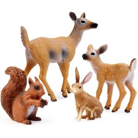 UANDME 10pcs Forest Animals Figures, Woodland Creatures Figurines, Miniature Toys Cake Toppers