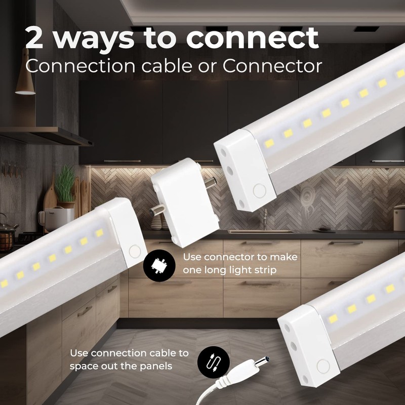 EShine Hand Wave Activated Under Cabinet LED Lighting Kit, Dimmable,