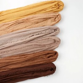 Kiran Fashion New Crinkle Crimp Style Viscose Long Scarf Hijab Neckscarf Headwrap Soft Lightweight Frayed Edges (Forest Green)