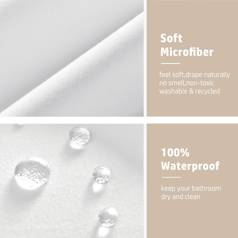 Felisa Short Waterproof Fabric Shower Curtain Liner with 3 Large
