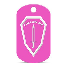 fagraphix Fort Benning Follow Me Keychain GI Dog Tag Engraved Infantry ft. Hot Pink