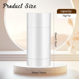 BOSMIOW 12 Pieces 15g White Plastic Deodorant Containers,Empty 1/2 oz Travel Lip Balm Tubes for DIY Solid Perfume,Lipstick,Chapstick,Crayon