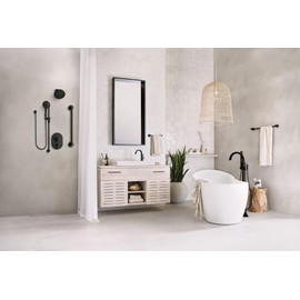 Moen Matte Black Premium Standard Shower Arm with Matching Flange Included, S122BL