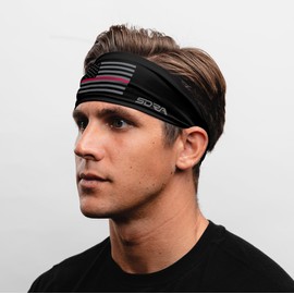 Suddora Thin Red Line Tapered Headband-for Honoring Firefighters and US Fire Department, Breathable Non-Slip Fabric Sweatbands for Soccer, Tennis, Workout, Costumes & Cosplay