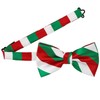 tiemart Striped Bow Tie (Kelly Green, White and Red)