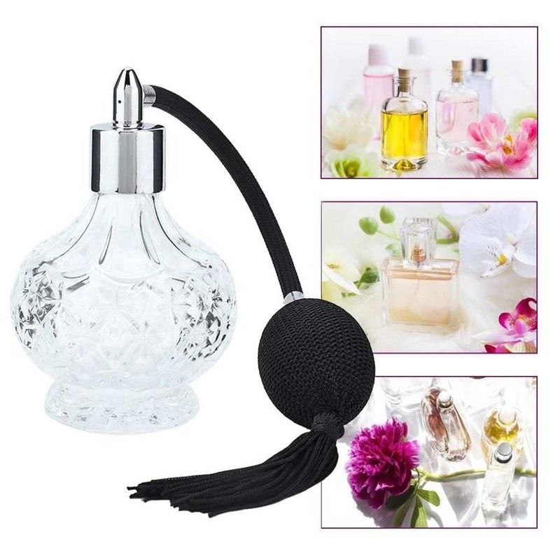 Topxome 80ml Clear Crystal Vintage Perfume Bottle Long Spray Tassels