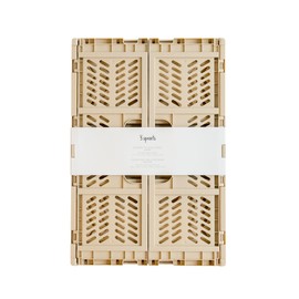 3 Sprouts Recycled Plastic Collapsible Crate - Stackable Folding Storage Crate for Organization for Adults & Kids - Foldable Plastic Crate - Large - Sand