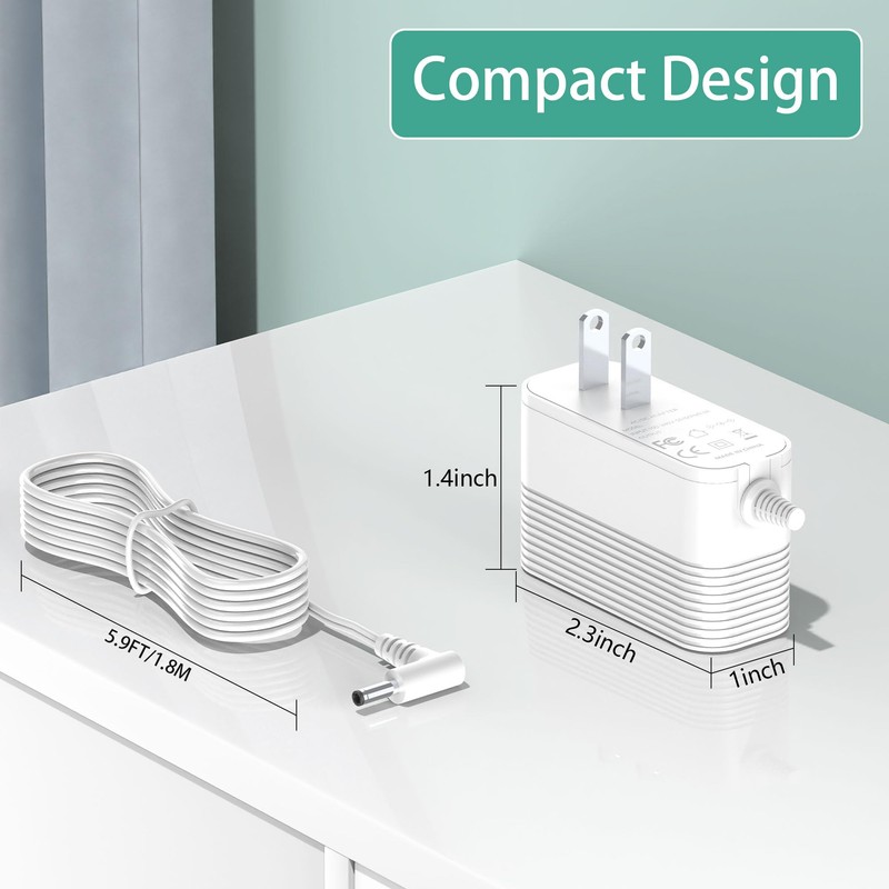 12V Power Cord for Levoit Core Mini Air Purifier AC