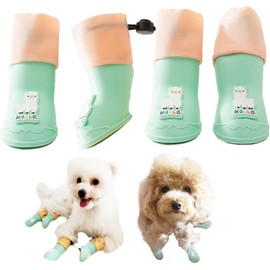 4Pcs Waterproof Dog Boots Dog Shoes for Snow and Rain Middle and Small Dogs (Blue Alpaca, L)