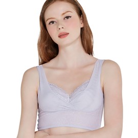 HEAVEN Japan Night Bra, Large Size, No Pad, Wireless, Wireless, Various Sizes Available for Night, hyacinth blue